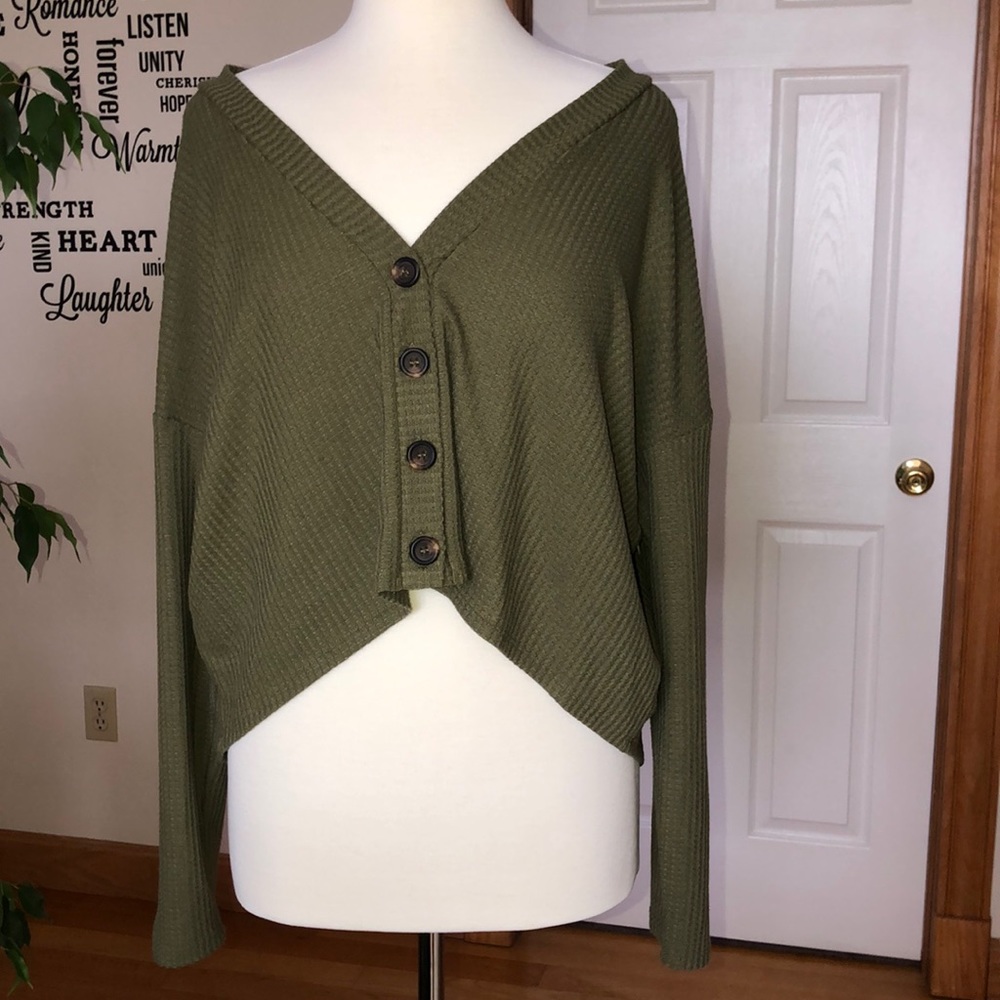 Cropped Army Green Sweater